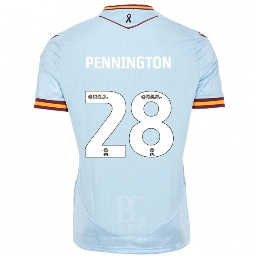 Danxen Mulher Camisola Matthew Pennington #28 Azul Celeste Alternativa 2025/26 Camisa