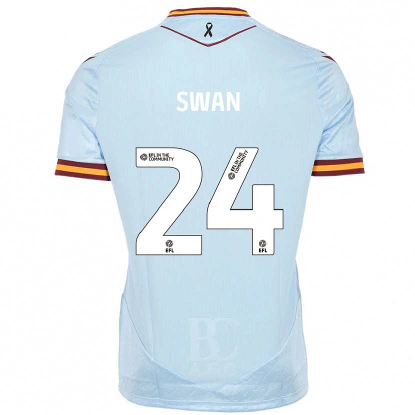 Danxen Mulher Camisola Will Swan #24 Azul Celeste Alternativa 2025/26 Camisa