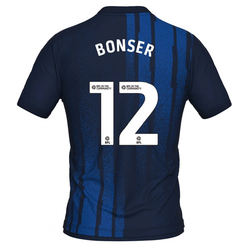 Danxen Mulher Camisola Louis Bonser #12 Azul Marinho Branco Alternativa 2025/26 Camisa