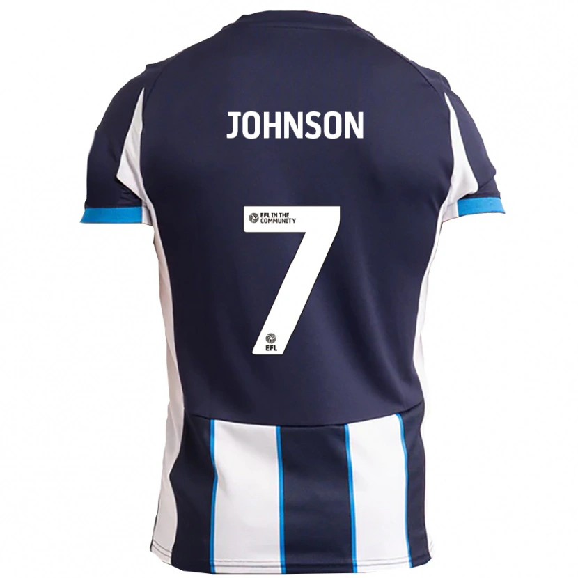 Danxen Mulher Camisola Harry Johnson #7 Branco Azul Marinho Alternativa 2025/26 Camisa