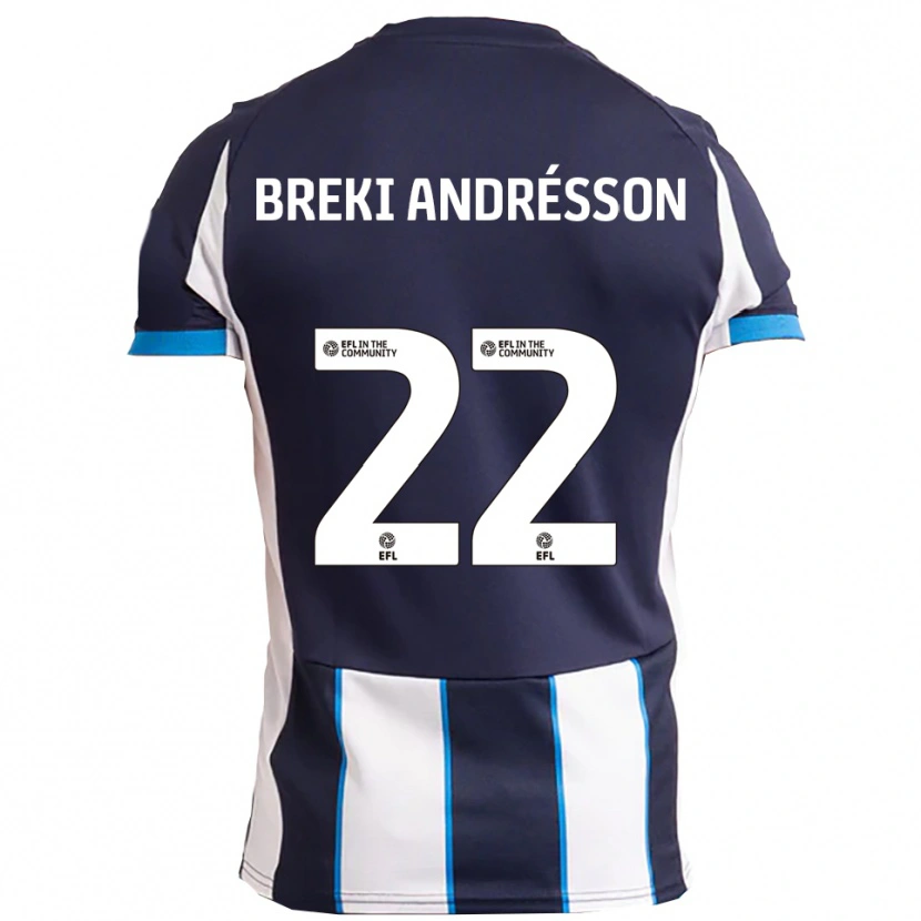 Danxen Mulher Camisola Benoný Breki Andrésson #22 Branco Azul Marinho Alternativa 2025/26 Camisa