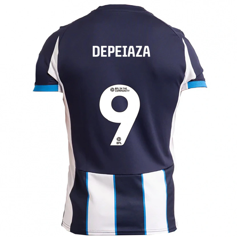 Danxen Mulher Camisola Kylan Depeiaza #9 Branco Azul Marinho Alternativa 2025/26 Camisa