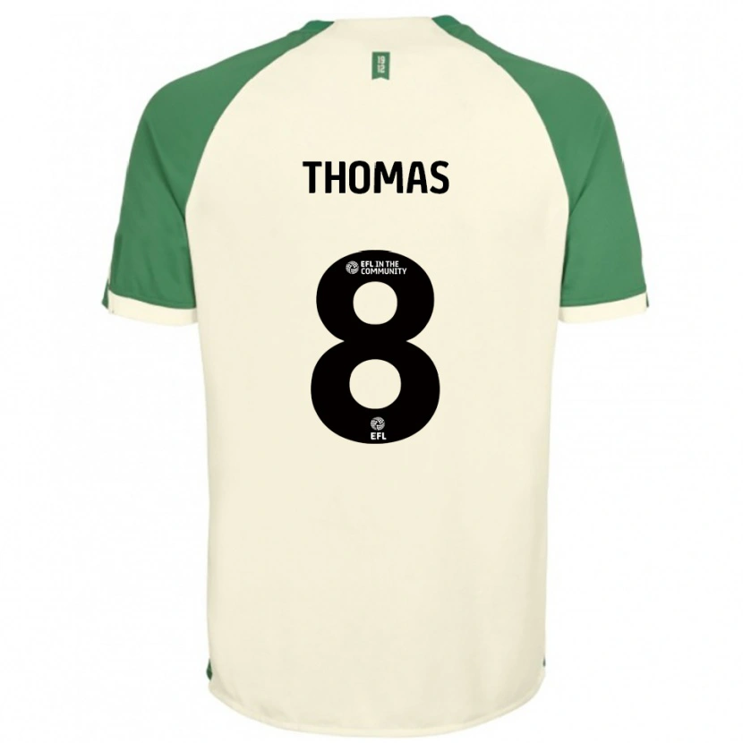 Danxen Mulher Camisola George Thomas #8 Branco Sujo Verde Alternativa 2025/26 Camisa