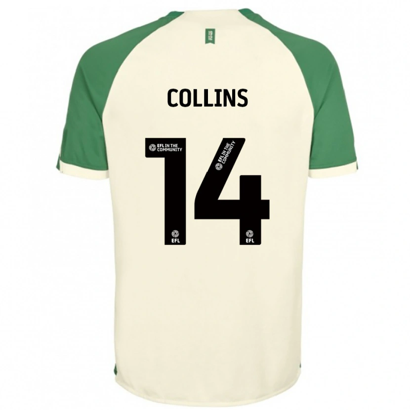 Danxen Mulher Camisola Natasha Collins #14 Branco Sujo Verde Alternativa 2025/26 Camisa