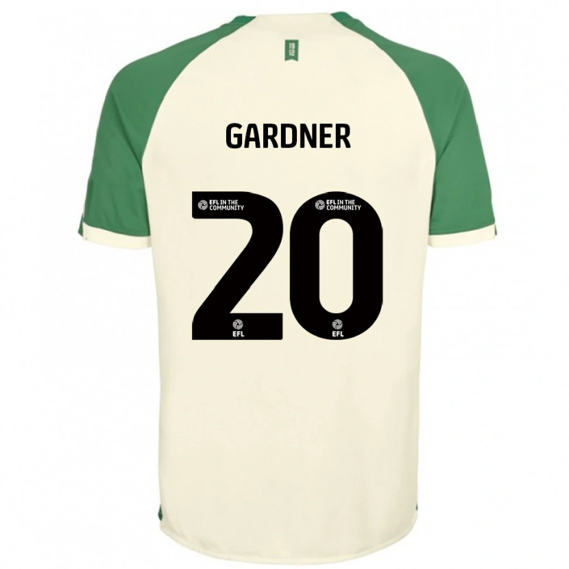 Danxen Mulher Camisola Gary Gardner #20 Branco Sujo Verde Alternativa 2025/26 Camisa