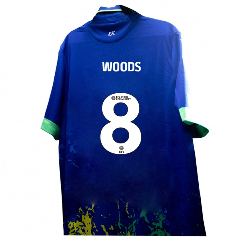 Danxen Mulher Camisola Ben Woods #8 Azul Amarelo Alternativa 2025/26 Camisa
