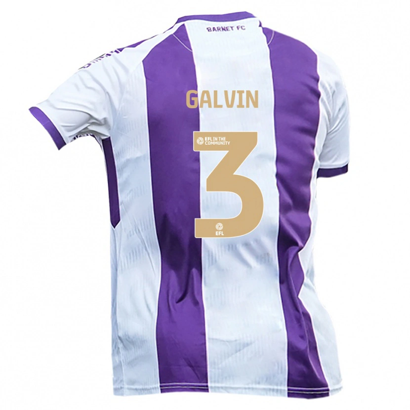 Danxen Mulher Camisola Ryan Galvin #3 Branco Roxo Alternativa 2025/26 Camisa