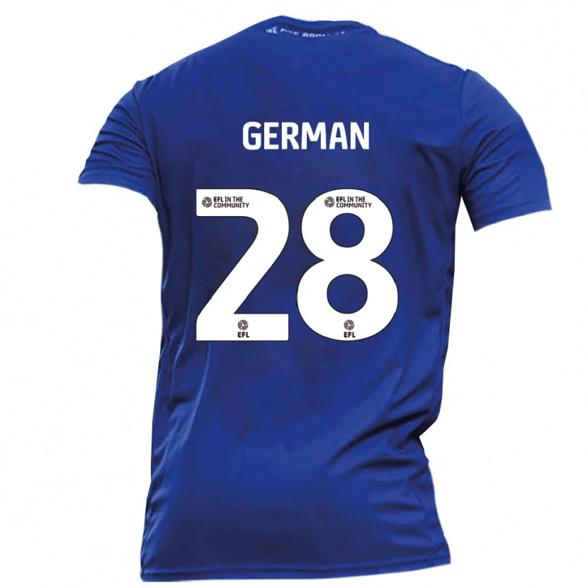 Danxen Mulher Camisola Sam German #28 Azul Branco Alternativa 2025/26 Camisa