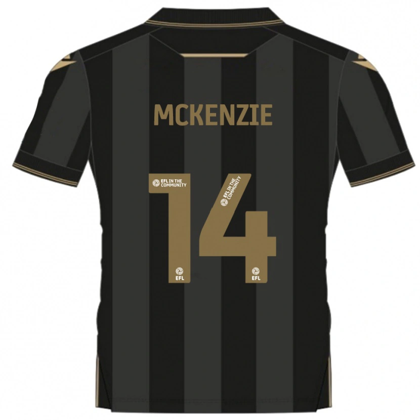 Danxen Mulher Camisola Robbie Mckenzie #14 Preto Dourado Alternativa 2025/26 Camisa