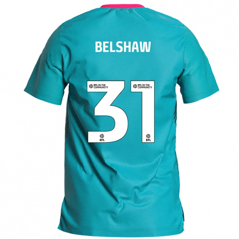 Danxen Mulher Camisola James Belshaw #31 Azul Celeste Rosa Alternativa 2025/26 Camisa