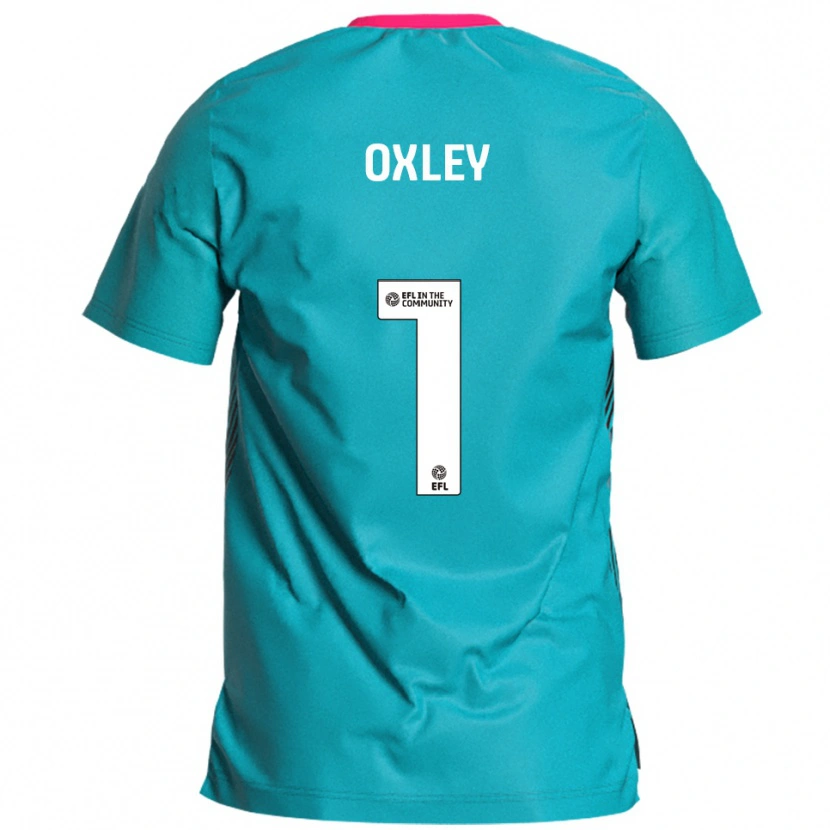 Danxen Mulher Camisola Mark Oxley #1 Azul Celeste Rosa Alternativa 2025/26 Camisa
