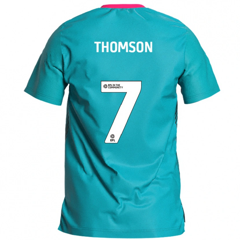 Danxen Mulher Camisola George Thomson #7 Azul Celeste Rosa Alternativa 2025/26 Camisa