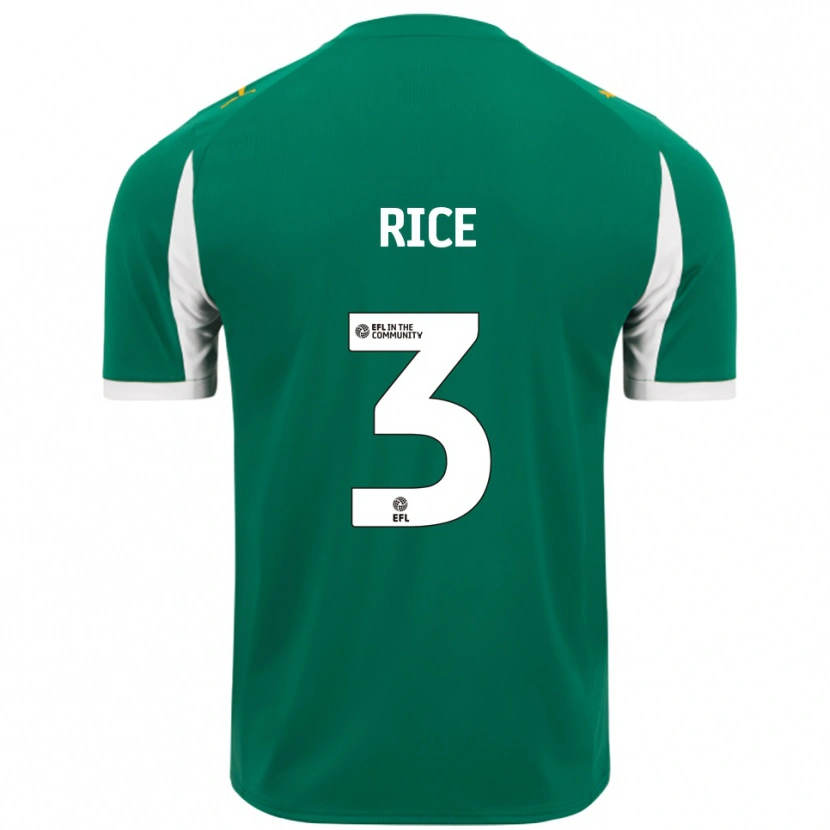 Danxen Mulher Camisola Alfie Rice #3 Verde Branco Alternativa 2025/26 Camisa