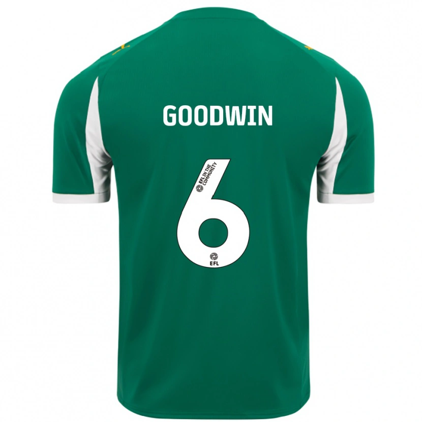 Danxen Mulher Camisola Alfie Goodwin #6 Verde Branco Alternativa 2025/26 Camisa