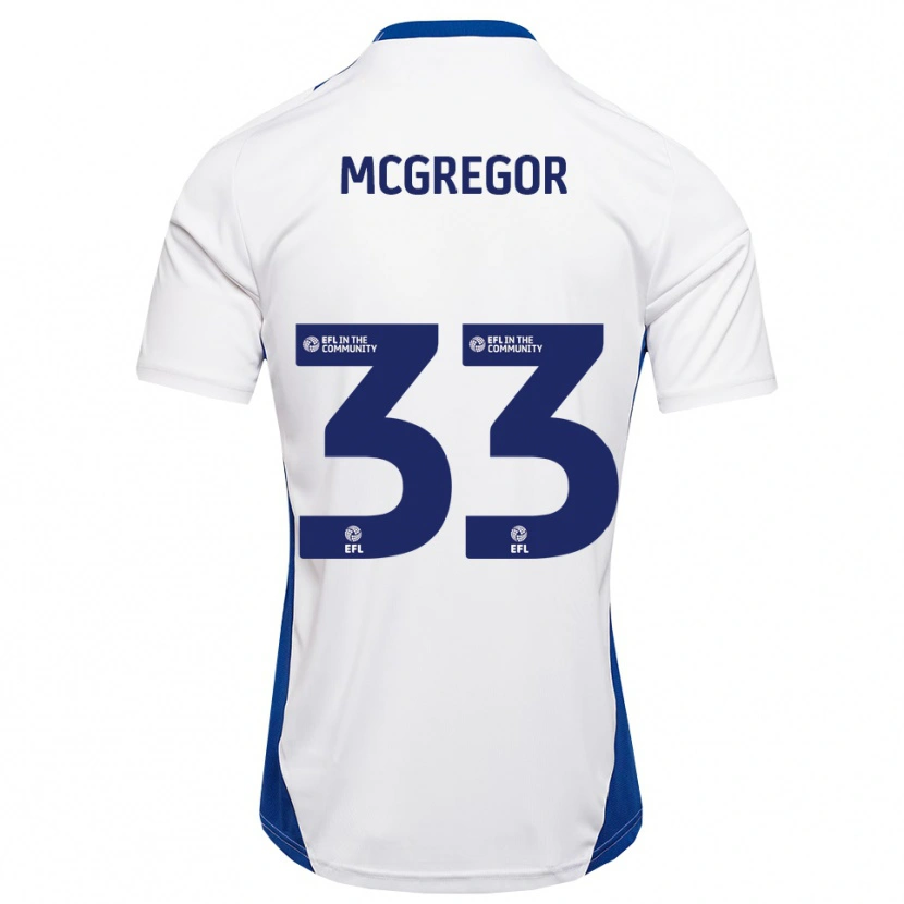 Danxen Mulher Camisola Joel Mcgregor #33 Branco Azul Alternativa 2025/26 Camisa