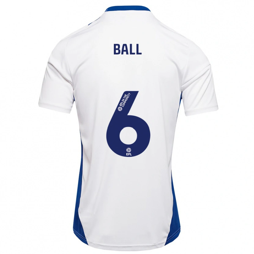 Danxen Mulher Camisola James Ball #6 Branco Azul Alternativa 2025/26 Camisa