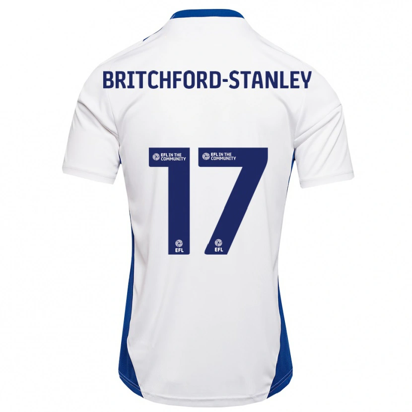 Danxen Mulher Camisola Conor Britchford-Stanley #17 Branco Azul Alternativa 2025/26 Camisa