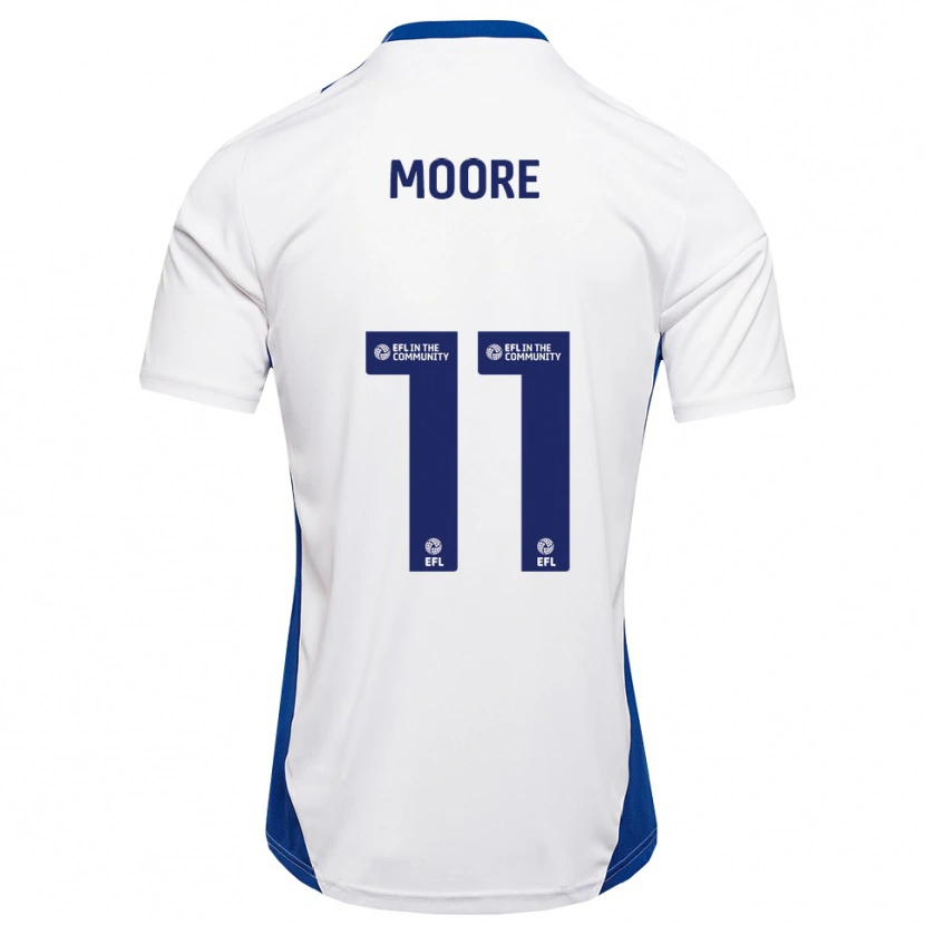 Danxen Mulher Camisola Thomas Moore #11 Branco Azul Alternativa 2025/26 Camisa