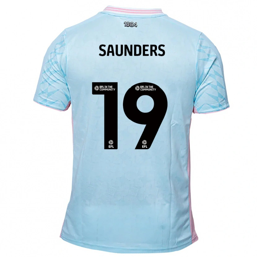 Danxen Mulher Camisola Harvey Saunders #19 Azul Celeste Rosa Alternativa 2025/26 Camisa