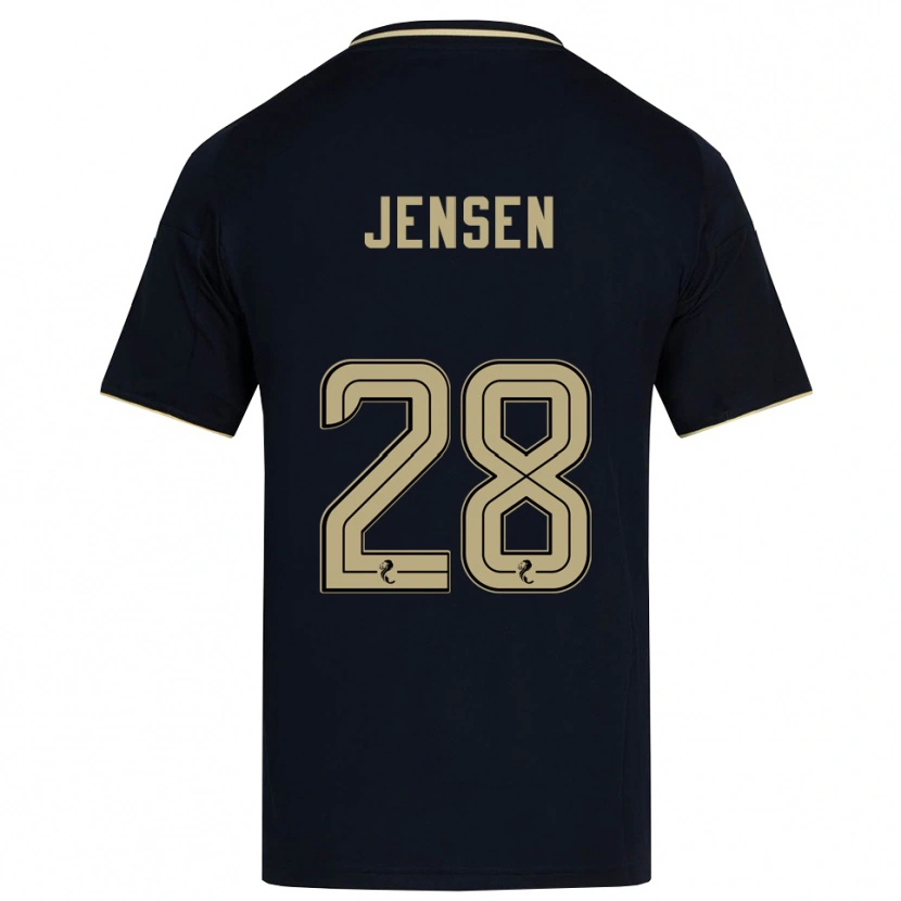 Danxen Mulher Camisola Alexander Jensen #28 Azul Marinho Dourado Alternativa 2025/26 Camisa