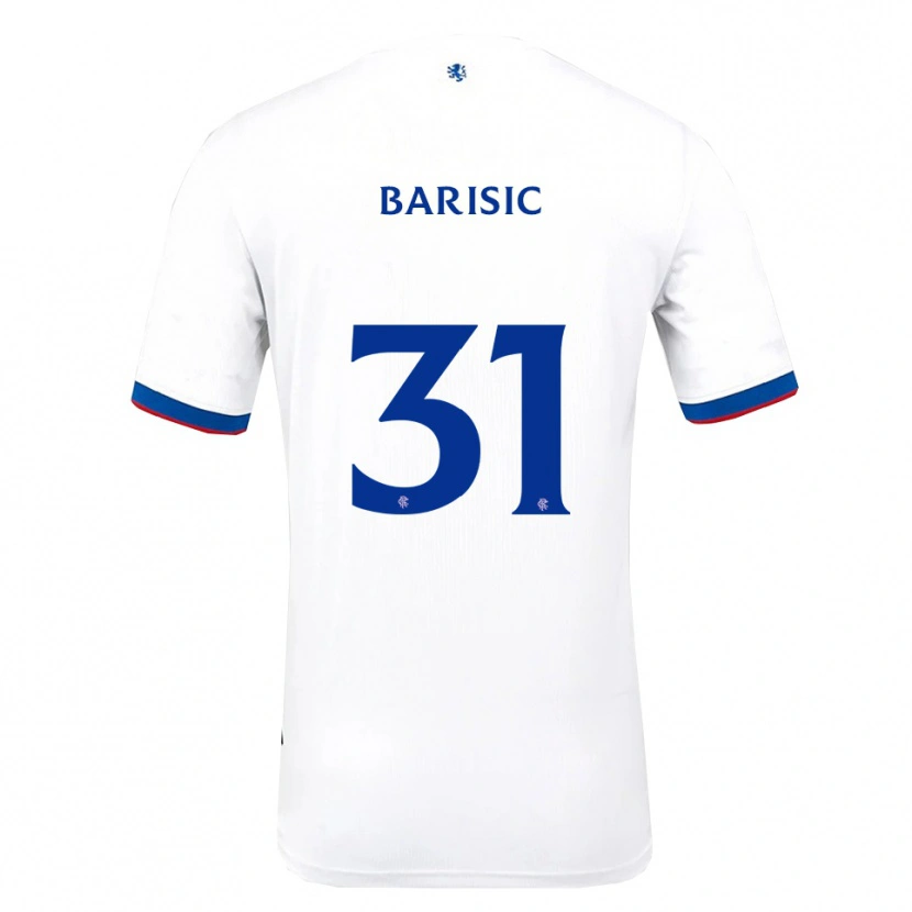 Danxen Mulher Camisola Borna Barisic #31 Branco Vermelho Azul Alternativa 2025/26 Camisa