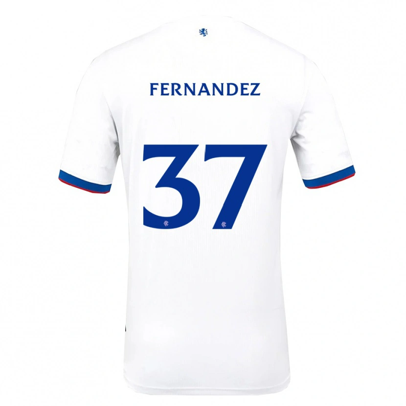 Danxen Mulher Camisola Emmanuel Fernandez #37 Branco Vermelho Azul Alternativa 2025/26 Camisa