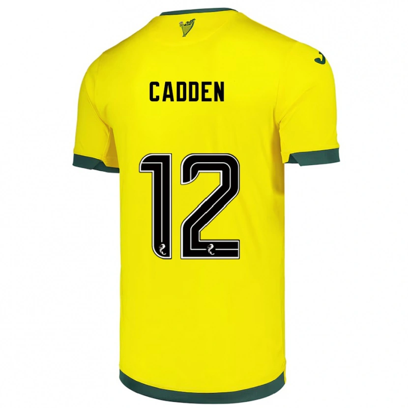 Danxen Mulher Camisola Chris Cadden #12 Amarelo Verde Alternativa 2025/26 Camisa