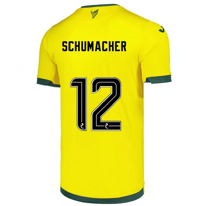 Danxen Mulher Camisola Noa Schumacher #12 Amarelo Verde Alternativa 2025/26 Camisa