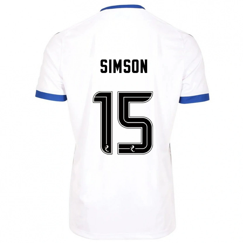 Danxen Mulher Camisola Steffi Simson #15 Branco Azul Alternativa 2025/26 Camisa