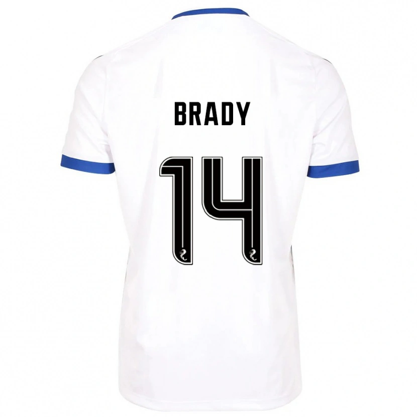 Danxen Mulher Camisola Scarlett Brady #14 Branco Azul Alternativa 2025/26 Camisa