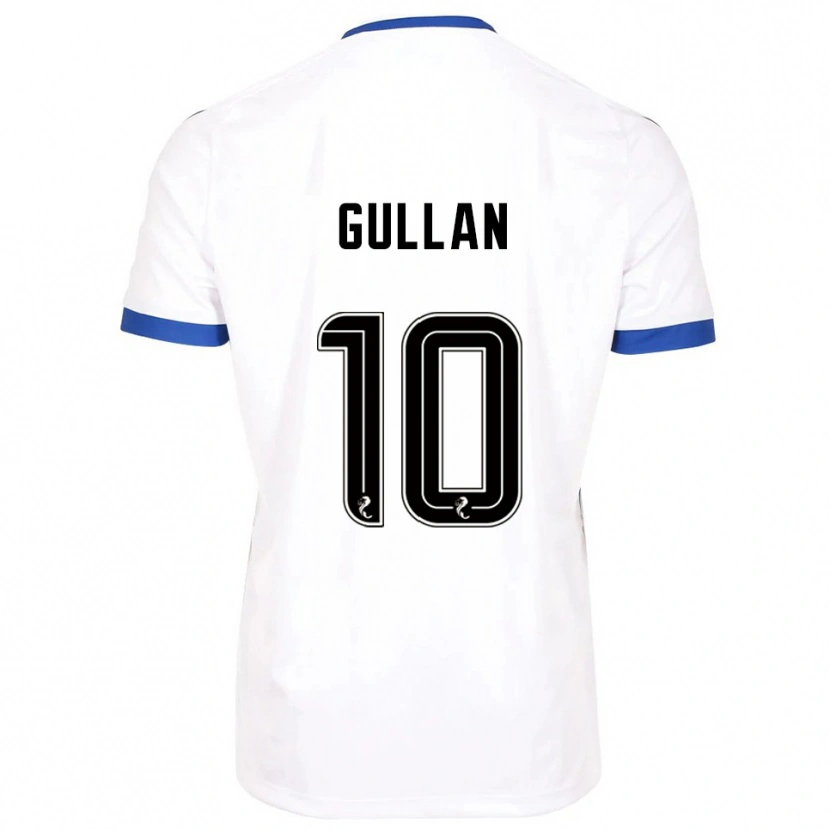 Danxen Mulher Camisola Jamie Gullan #10 Branco Azul Alternativa 2025/26 Camisa