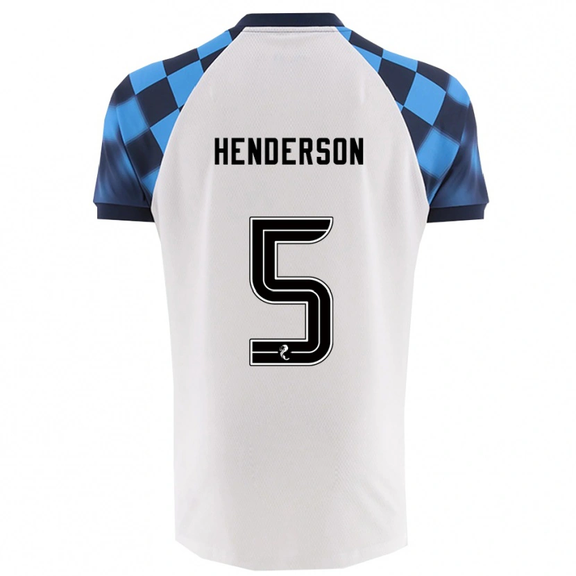 Danxen Mulher Camisola Liam Henderson #5 Branco Azul Celeste Alternativa 2025/26 Camisa