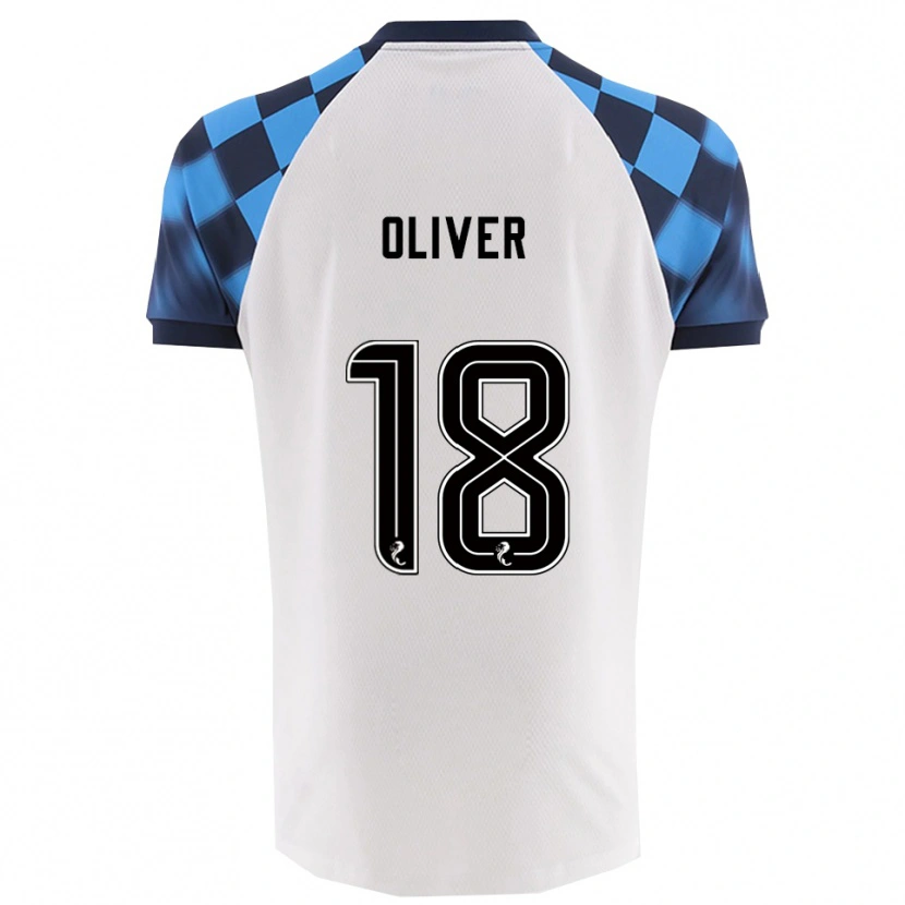 Danxen Mulher Camisola Gary Oliver #18 Branco Azul Celeste Alternativa 2025/26 Camisa