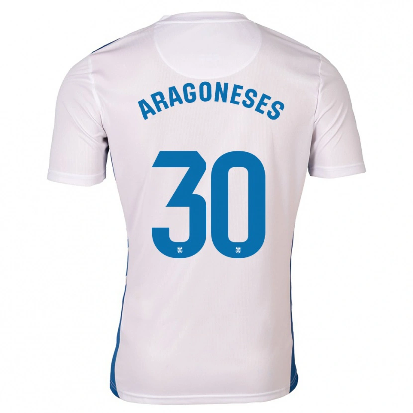 Danxen Criança Camisola Sergio Aragoneses #30 Branco Azul Principal 2025/26 Camisa