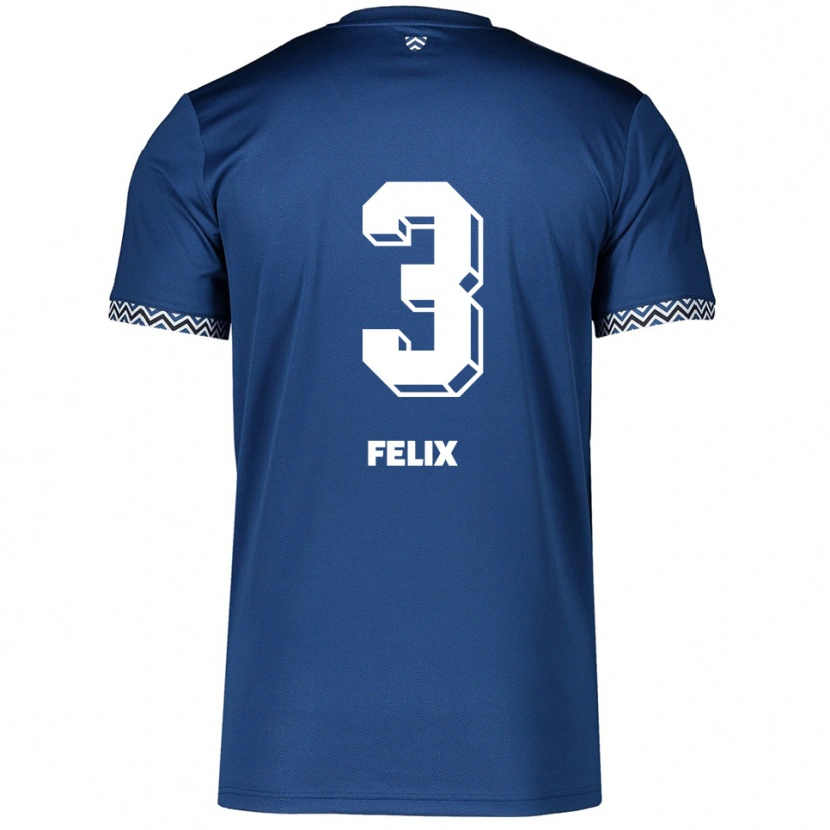 Danxen Criança Camisola Joel Felix #3 Azul Marinho Branco Principal 2025/26 Camisa