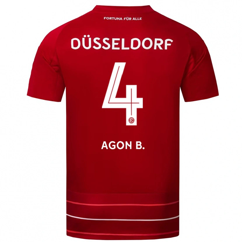 Danxen Criança Camisola Agon Bajrami #4 Vermelho Branco Principal 2025/26 Camisa