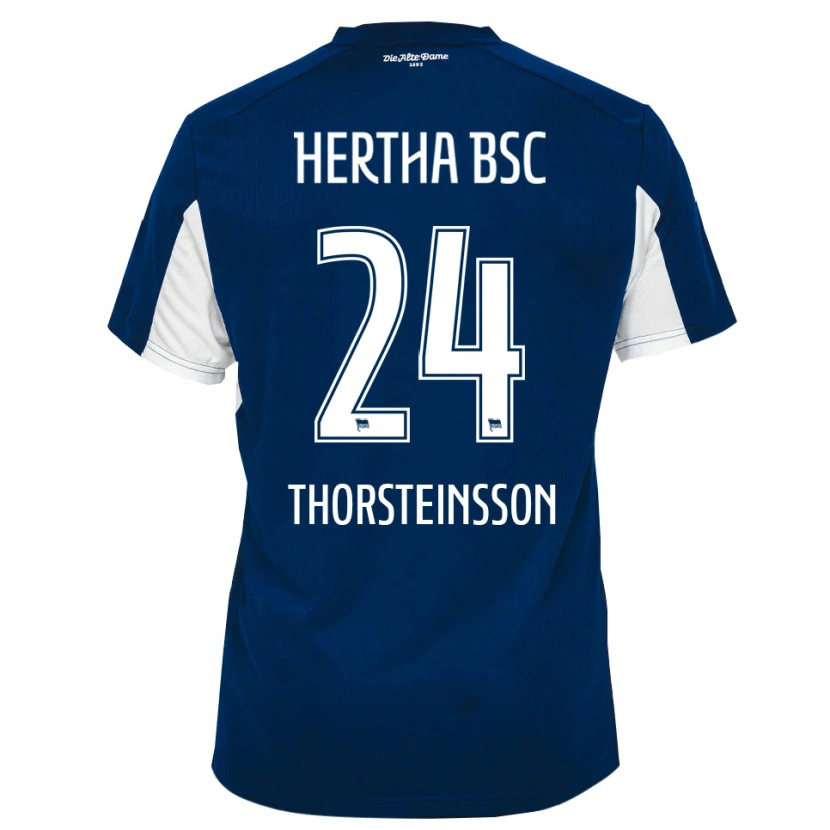 Danxen Criança Camisola Jón Dagur Thorsteinsson #24 Branco Azul Principal 2025/26 Camisa