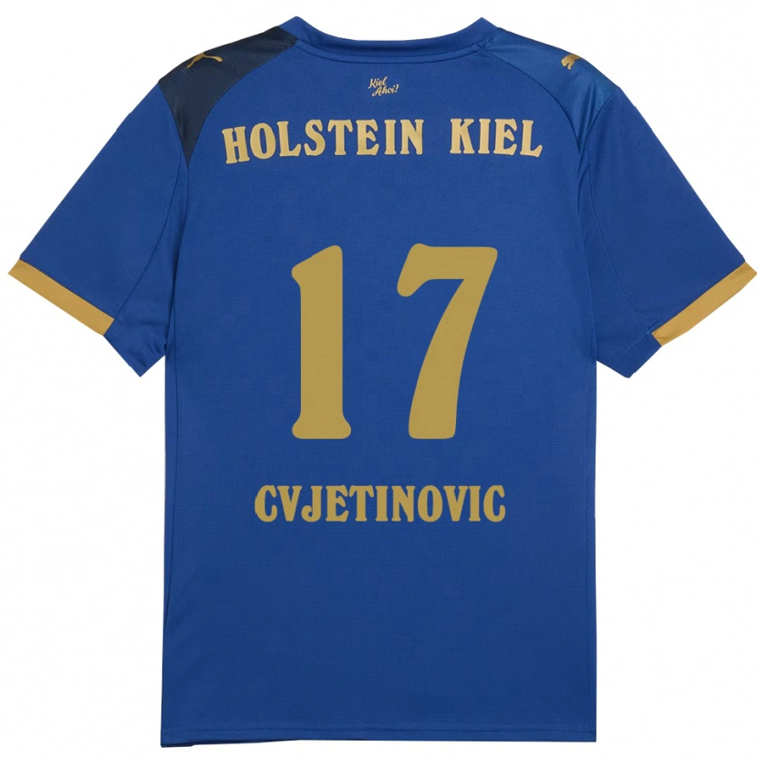 Danxen Criança Camisola Mladen Cvjetinovic #17 Azul Dourado Principal 2025/26 Camisa