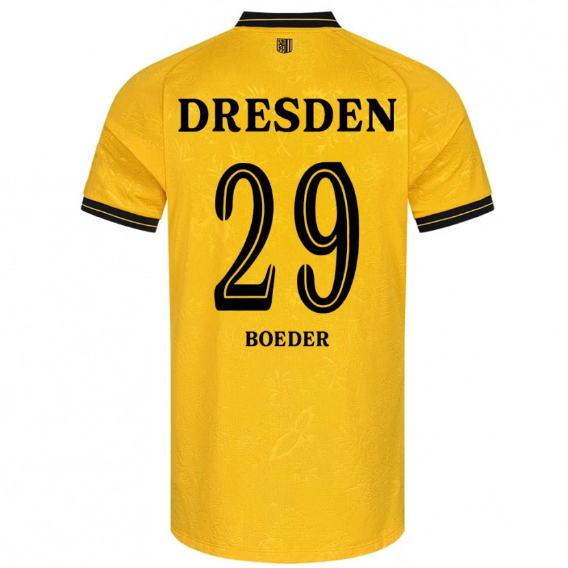 Danxen Criança Camisola Lukas Boeder #29 Amarelo Preto Principal 2025/26 Camisa