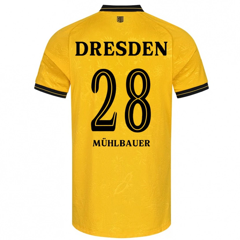 Danxen Criança Camisola Aron Mühlbauer #28 Amarelo Preto Principal 2025/26 Camisa