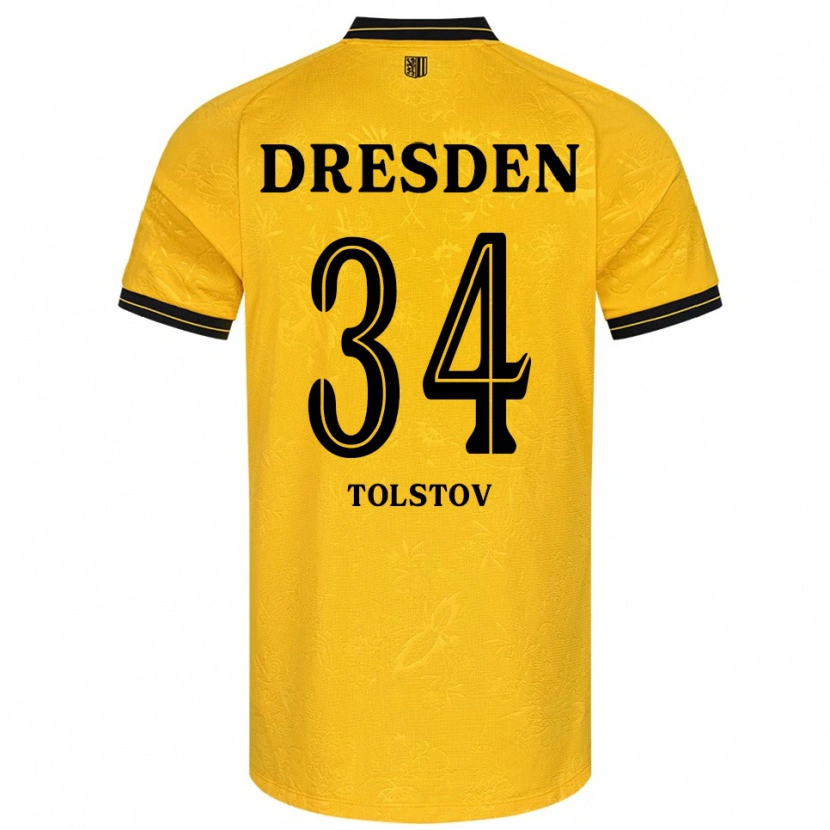 Danxen Criança Camisola Maik Tolstov #34 Amarelo Preto Principal 2025/26 Camisa