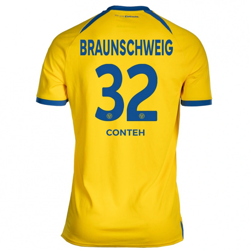 Danxen Criança Camisola Christian Conteh #32 Amarelo Azul Principal 2025/26 Camisa