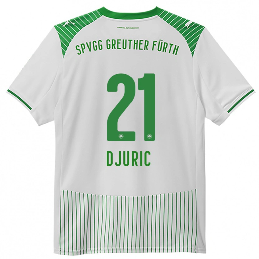 Danxen Criança Camisola Andrej Djuric #21 Branco Verde Principal 2025/26 Camisa