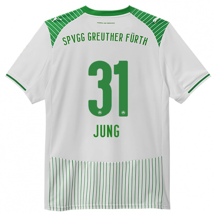 Danxen Criança Camisola Sebastian Jung #31 Branco Verde Principal 2025/26 Camisa