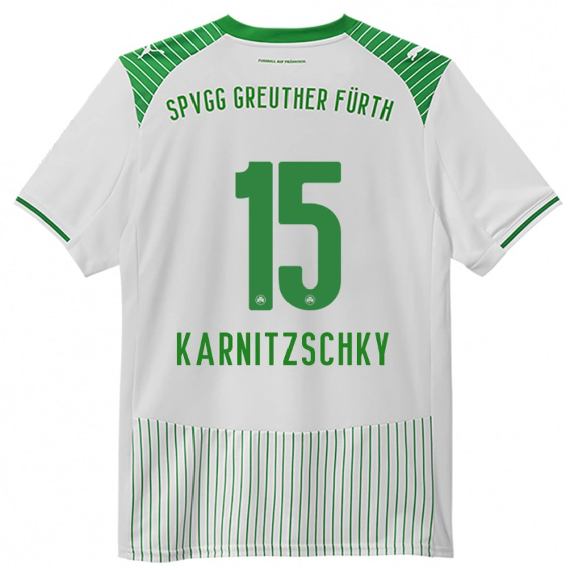 Danxen Criança Camisola Nick Karnitzschky #15 Branco Verde Principal 2025/26 Camisa