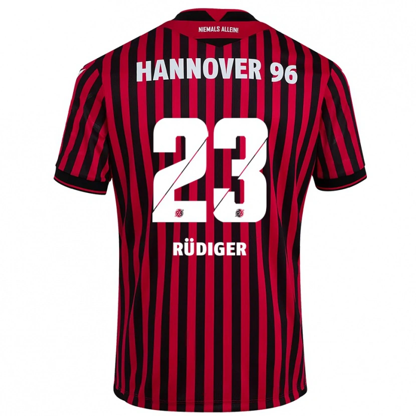 Danxen Criança Camisola Fin-Luca Rüdiger #23 Vermelho Preto Principal 2025/26 Camisa