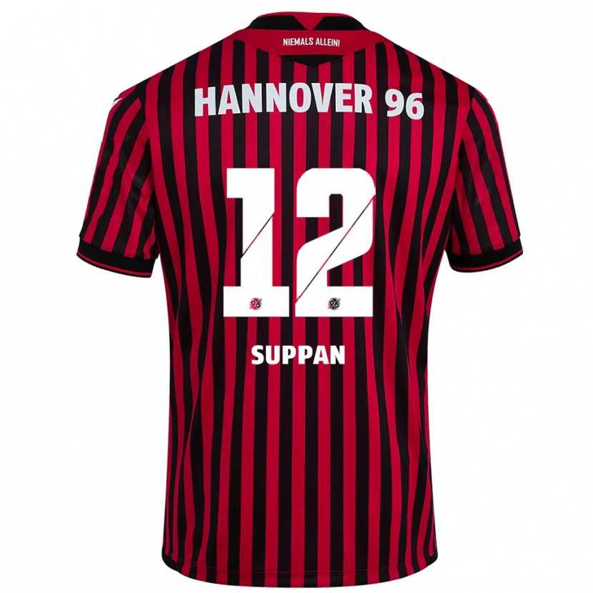 Danxen Criança Camisola Jannik Suppan #12 Vermelho Preto Principal 2025/26 Camisa