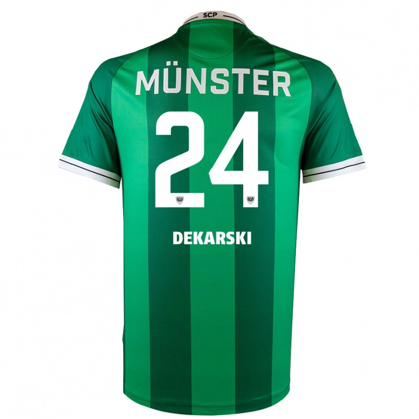 Danxen Criança Camisola Lasse Dekarski #24 Verde Branco Principal 2025/26 Camisa