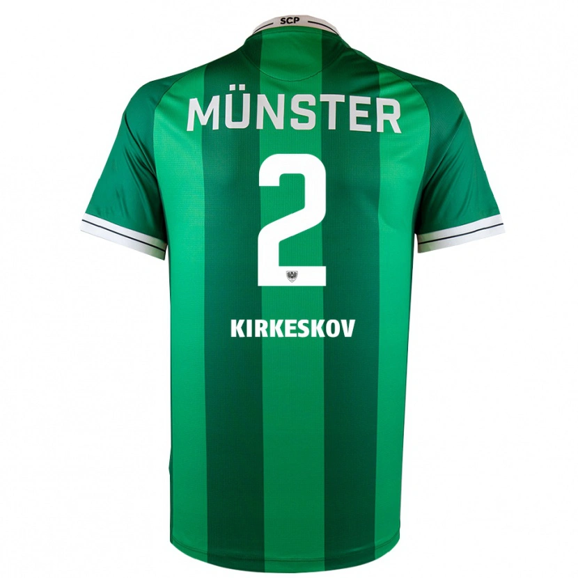 Danxen Criança Camisola Mikkel Kirkeskov #2 Verde Branco Principal 2025/26 Camisa