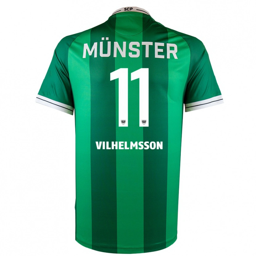 Danxen Criança Camisola Oscar Vilhelmsson #11 Verde Branco Principal 2025/26 Camisa